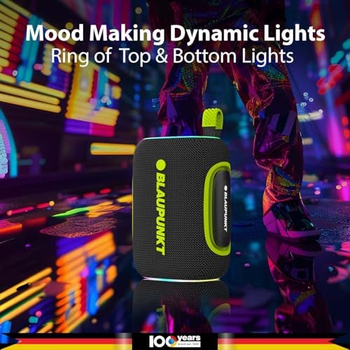 Blaupunkt ATOMIK OMG ATOM 60W Portable Bluetooth Speaker, Advanced DSP Sound, 100 Years German Legacy Audio, Jazzy Aura Party Neon Lights, IPX6 Splashproof & Dustproof, Wireless Outdoor Travel Speaker - Image 4