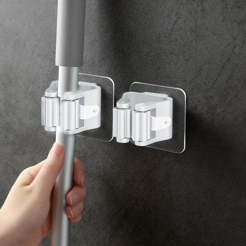 ALMEKAQUZ 6PCS Mop Broom Holder Wall Mount - Self Adhesive Broom Hanger for Home and Garden - Image 3
