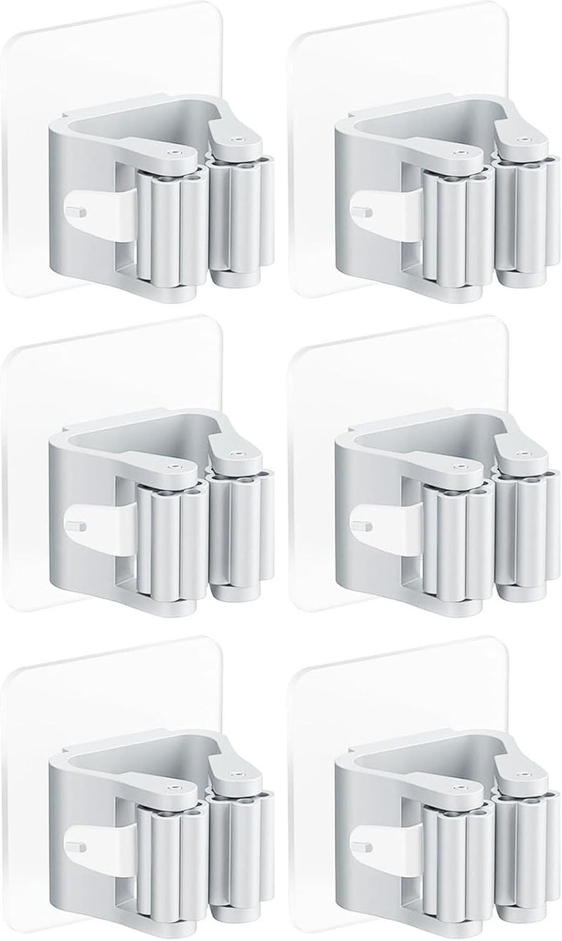 ALMEKAQUZ 6PCS Mop Broom Holder Wall Mount - Self Adhesive Broom Hanger for Home and Garden - Image 2