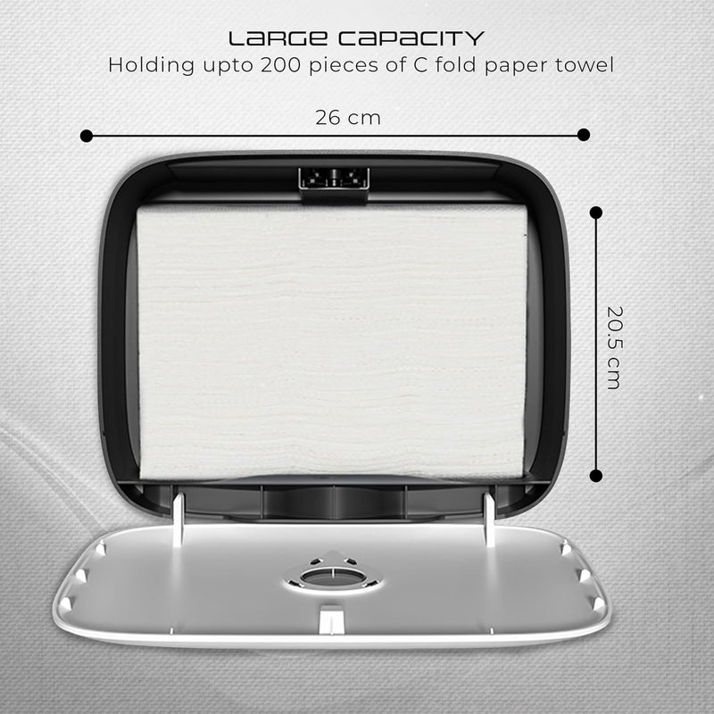 Robustt WallMounted VNM Fold Paper Hand Towel Dispenser Grey with 4 Adhesive Hooks Large Capacity Durable ABS Material WaterResistant Push Button Lock Pack of 1 - Image 5