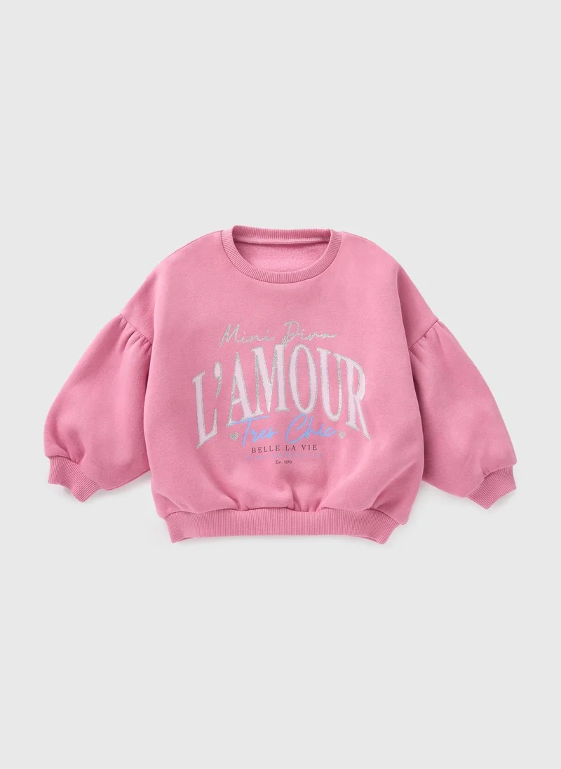Matalan Girls Pink L'Amour Sweatshirt