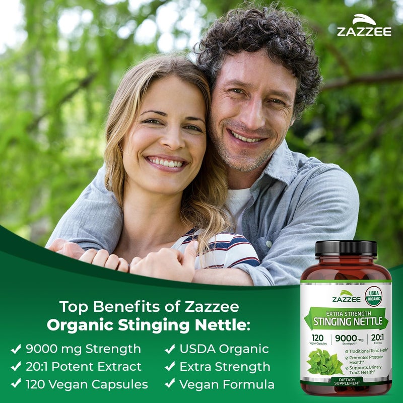Zazzee USDA Organic Stinging Nettle 20:1 Extract, 9000 mg Strength, 120 Vegan Capsules, 4 Month Supply, Concentrated, Standardized 20X Extract, Certified Organic, 100% Vegetarian, All-Natural, Non-GMO - Image 4