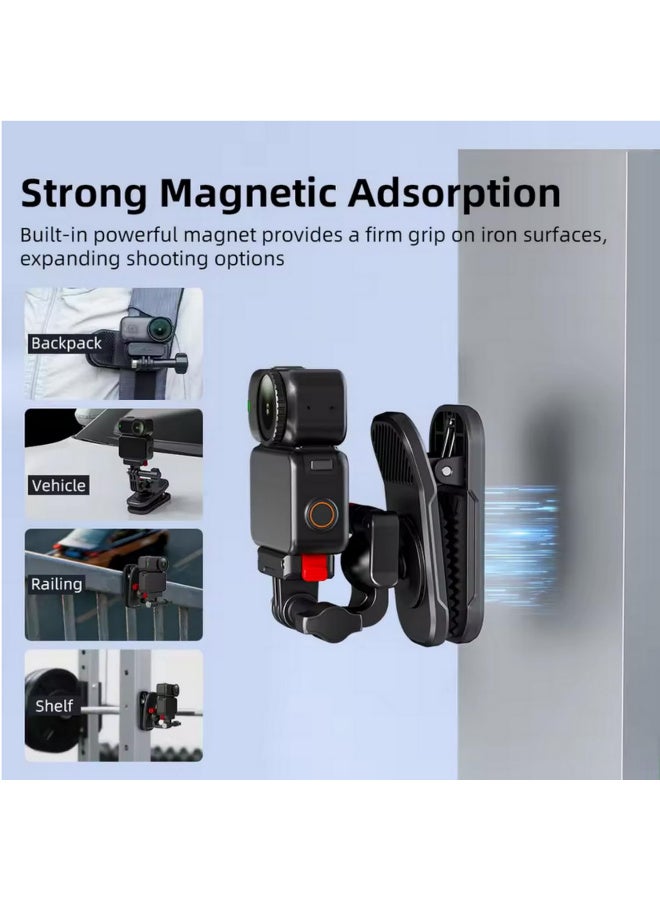 قطعة واحدة مشبك مغناطيسي للحقيبة لـ DJI Osmo 360 / Nano / Pocket 3 حامل حزام الكتف قوس تركيب عالمي إكسسوارات كاميرا رياضية - Image 3