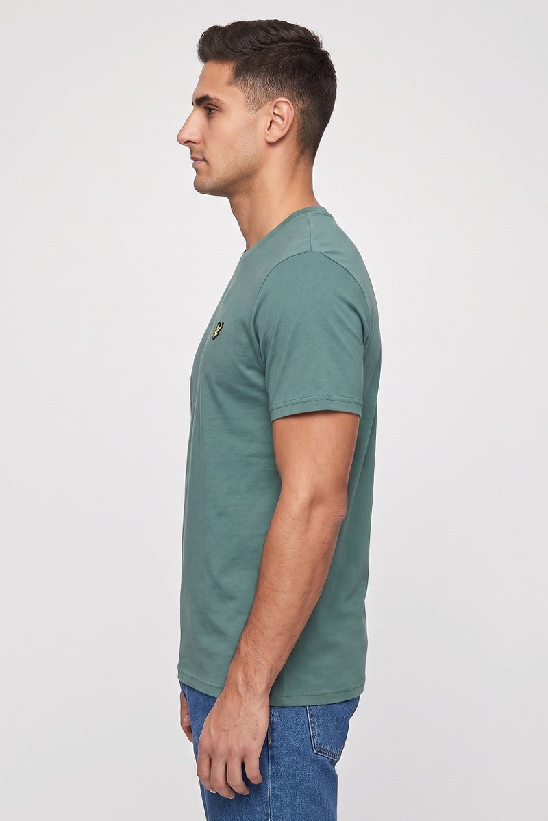 Lyle & Scott Men Crew Neck Short Sleeve Brand Logo T-Shirt, Green - Image 3