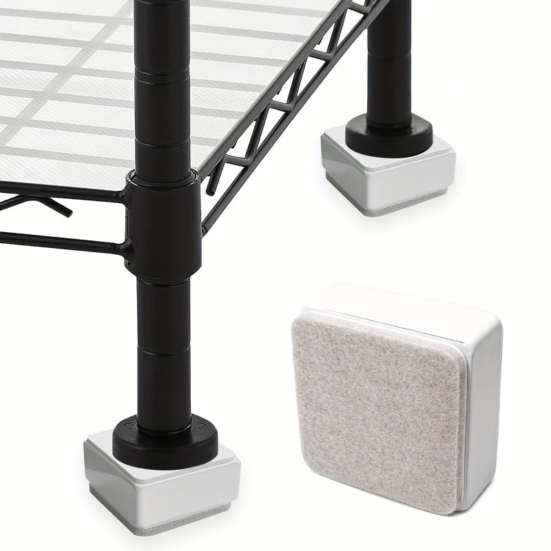 4 Pcs Self Adhesive Bed Risers Square Carbon Steel Furniture Lifts with Felt Pad Bottom Adds 1.2 Inch Height Heavy Duty Table Sofa Elevators White - Image 5