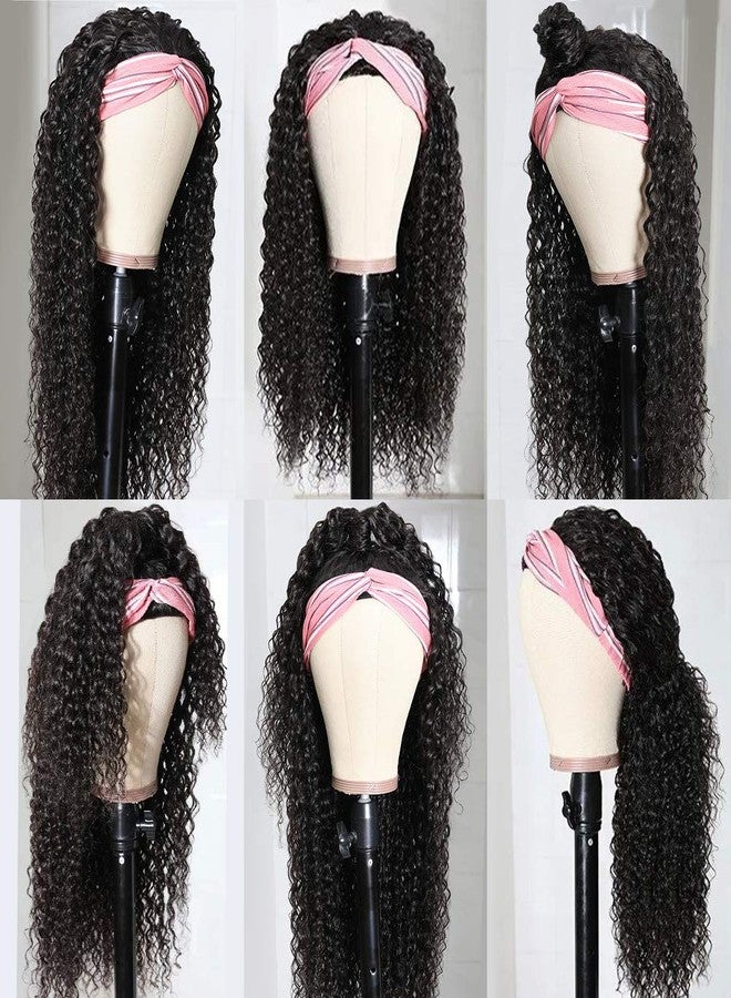 Eooma Curly Headband Wig Human Hair Wigs for Black Women (14 inch) Brazilian Curly None Lace Front Wigs Human Hair Scarf No Gel Gluelees Remy Hair Headband Wig - Image 5