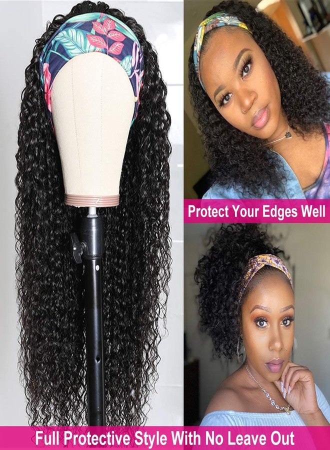 Eooma Curly Headband Wig Human Hair Wigs for Black Women (14 inch) Brazilian Curly None Lace Front Wigs Human Hair Scarf No Gel Gluelees Remy Hair Headband Wig - Image 2