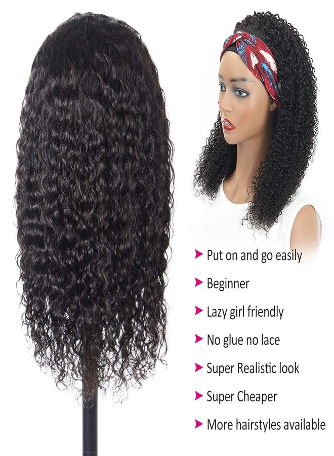 Eooma Curly Headband Wig Human Hair Wigs for Black Women (14 inch) Brazilian Curly None Lace Front Wigs Human Hair Scarf No Gel Gluelees Remy Hair Headband Wig - Image 3