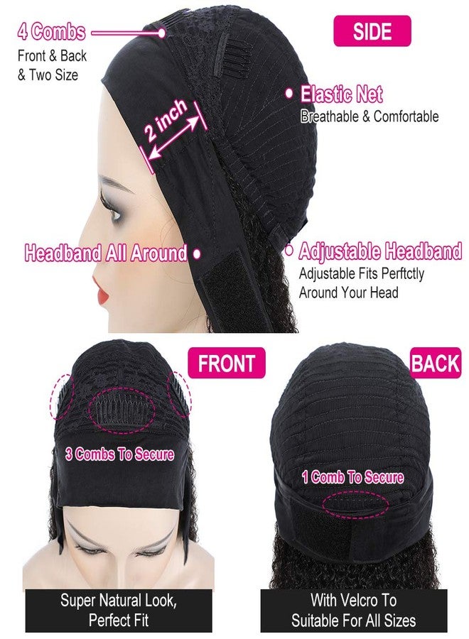 Eooma Curly Headband Wig Human Hair Wigs for Black Women (14 inch) Brazilian Curly None Lace Front Wigs Human Hair Scarf No Gel Gluelees Remy Hair Headband Wig - Image 4