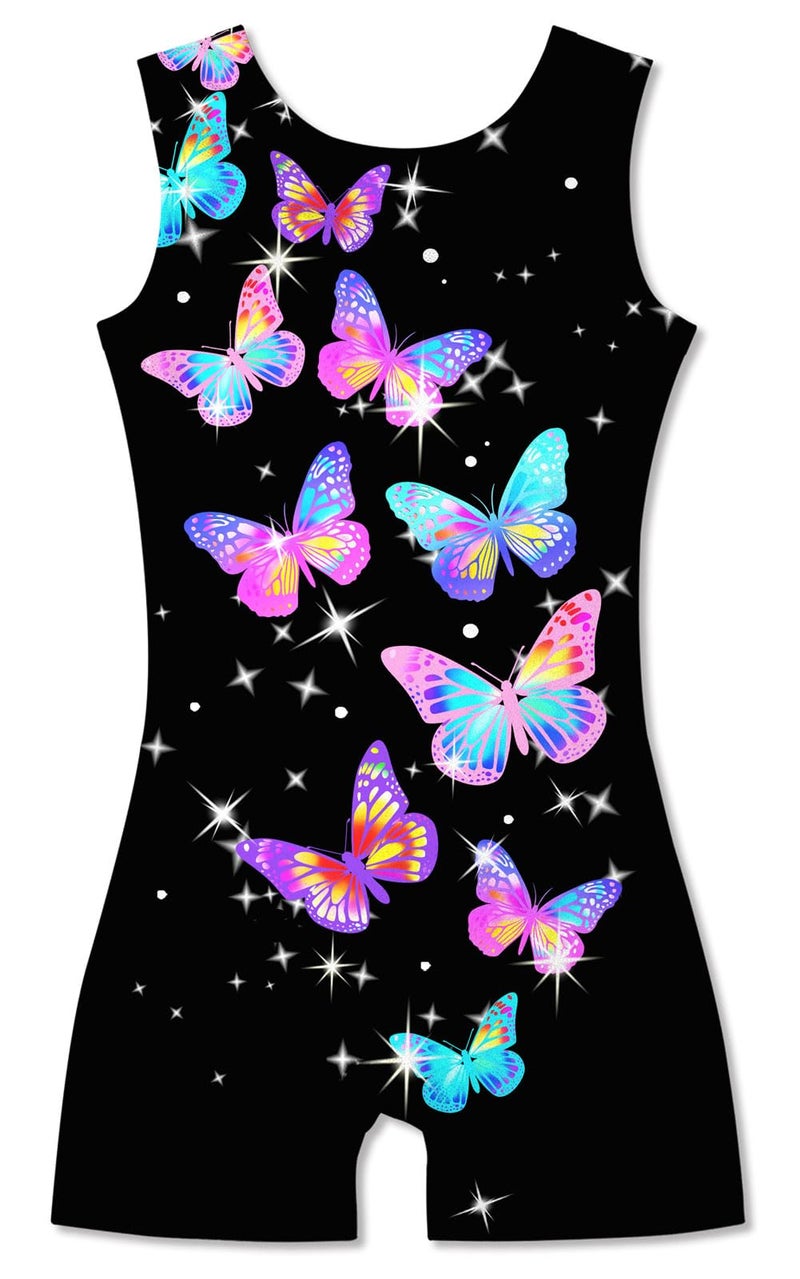 TUONROAD Girls Gymnastics Outfits Size 7/8 7-8 Years Old Black Butterflies Biketards Bodysuits for Dance - Image 1