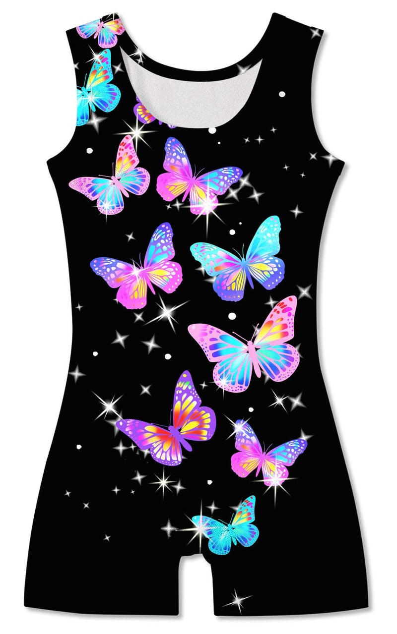 TUONROAD Girls Gymnastics Outfits Size 7/8 7-8 Years Old Black Butterflies Biketards Bodysuits for Dance - Image 2
