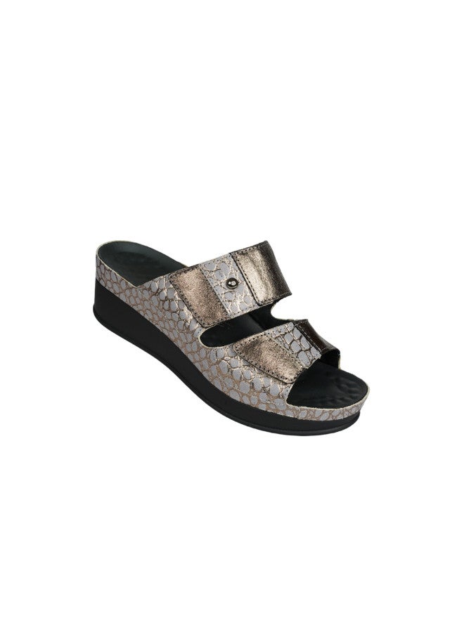 VITAL 148-1070 Vital Ladies Lara - Reptil/Metallic Sandals 16003S Grey - Image 2