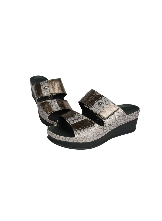Vital Grey 148-1070 Vital Ladies Lara - Reptil/Metallic Sandals 16003S Grey for Women | Best Price UAE