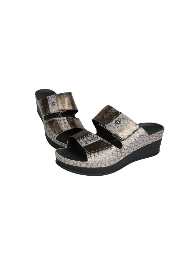 VITAL 148-1070 Vital Ladies Lara - Reptil/Metallic Sandals 16003S Grey - Image 3