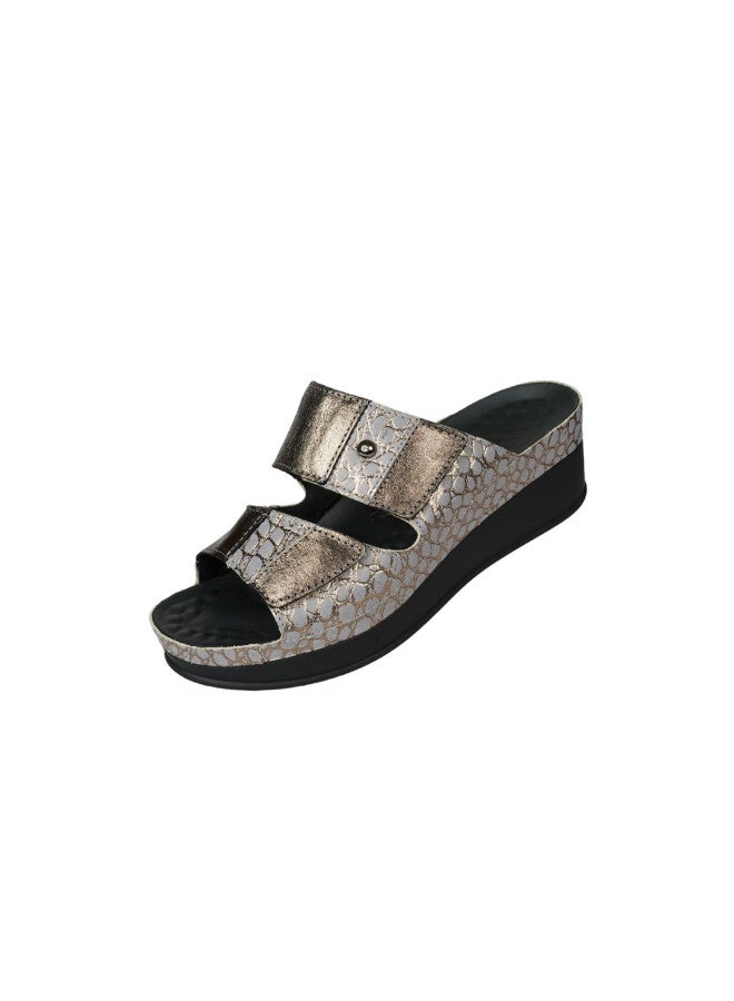VITAL 148-1070 Vital Ladies Lara - Reptil/Metallic Sandals 16003S Grey - Image 1