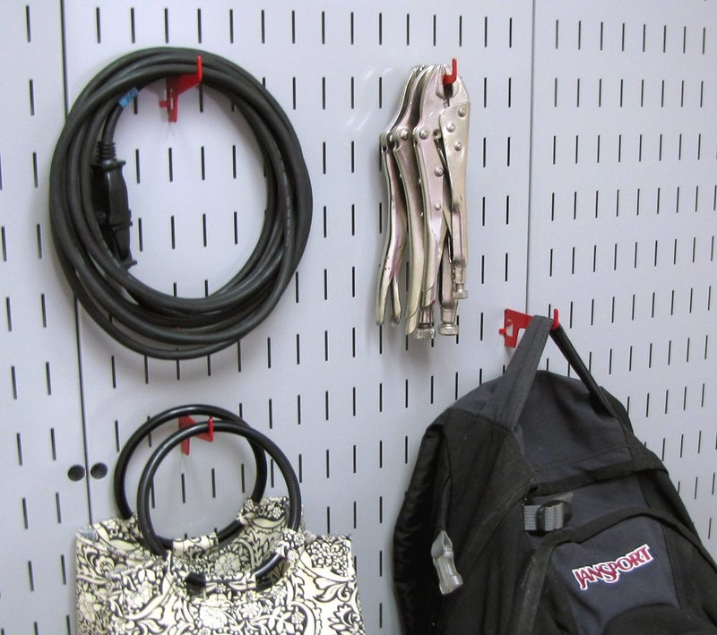 Wall Control 2-7/8in Long Reach Hook Pack - Slotted Metal Pegboard Hooks Pegboard and Slotted Tool Board - Red - Image 2