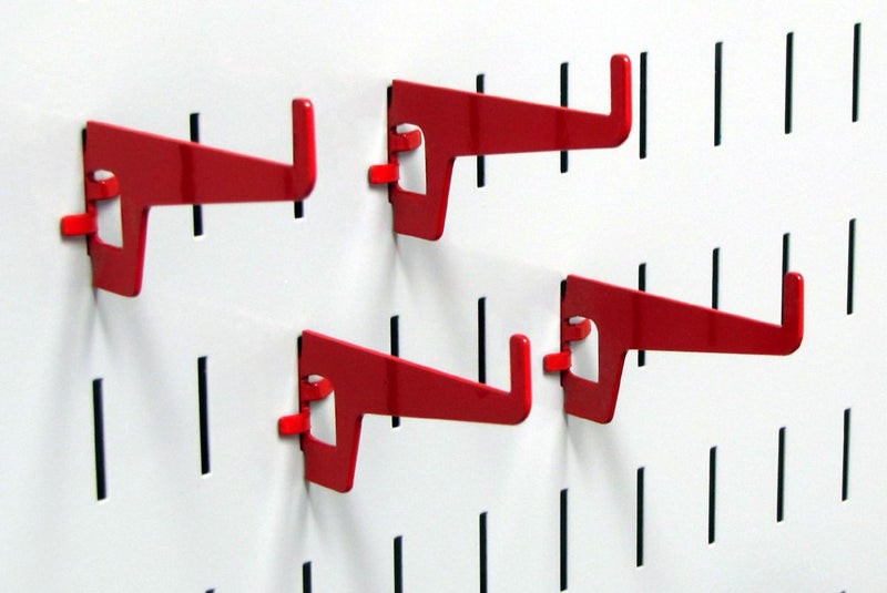 Wall Control 2-7/8in Long Reach Hook Pack - Slotted Metal Pegboard Hooks Pegboard and Slotted Tool Board - Red - Image 1
