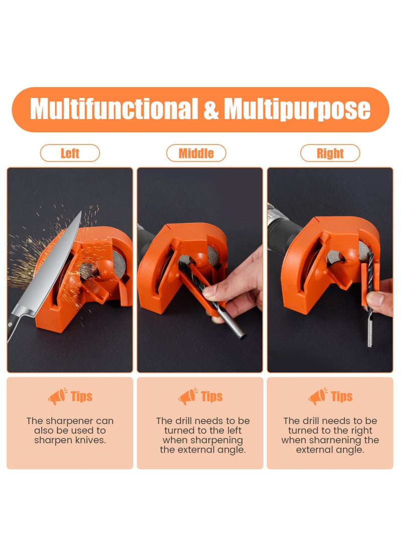 ELIKLIV Multi-function electric drill bit sharpener: suitable for a variety of drill bits (5/64'' - 5/8'') and other tools, 5 seconds fast knife sharpening, professional, durable and portable, with electric drills  - Image 3