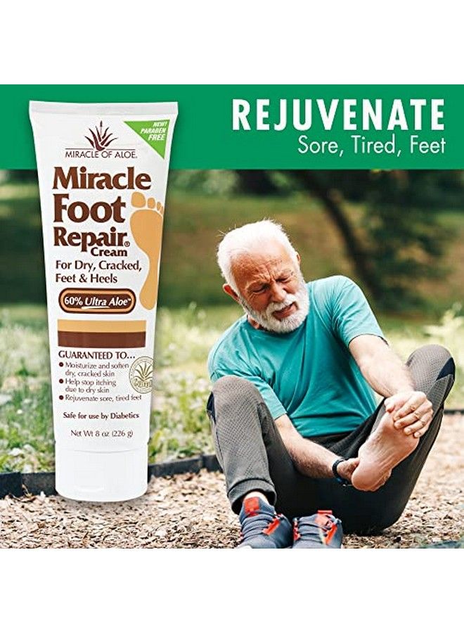 Miracle Foot Repair Cream ; 8 Ounce Tube (3) ; Fast Relief For Dry Cracked Itchy Feet And Heels ; Moisturizes ; Softens ; Restores Comfort ; Stops Nasty Odor ; Diabeticsafe