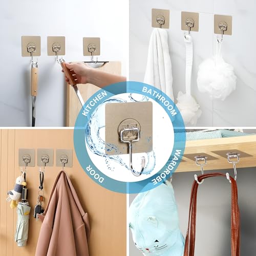 DALUCI Large Adhesive Wall Hook – Heavy Duty Wall Hanger Hooks for Hanging Without Drill | Waterproof, Rustproof Wall Stick Hooks for Kitchen, Bathroom, Home & Office Use (Big Hook Golden, 20) - Image 5