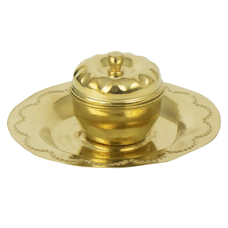 Spillbox Brass Box Pooja Puja Roli Chawal Chandan Haldi Kumkum Puja Box Sindoor Turmeric Dabbi Dibbi Dhani Dani Lid Holder Articles Decor Gifts Apple Kumkum Plate5 - Image 2
