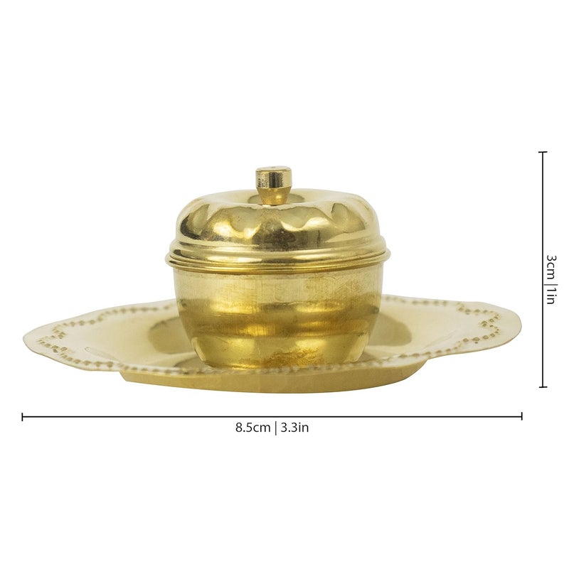 Spillbox Brass Box Pooja Puja Roli Chawal Chandan Haldi Kumkum Puja Box Sindoor Turmeric Dabbi Dibbi Dhani Dani Lid Holder Articles Decor Gifts Apple Kumkum Plate5 - Image 5