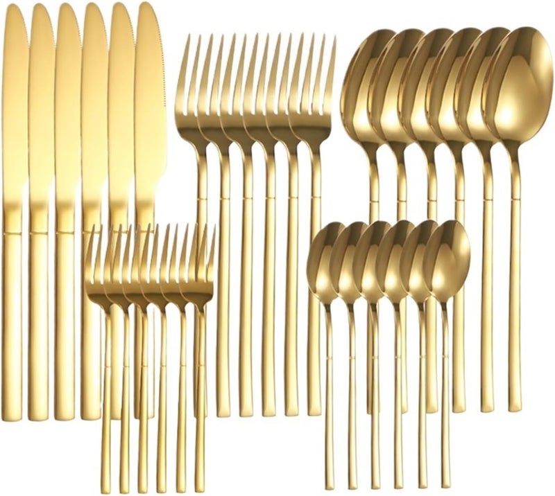 6/30pcs Stainless steel cutlery set, high-end steak knife, fork, dessert spoon, suitable for restaurant banquets parties(6pcs tea spoon) - Image 2