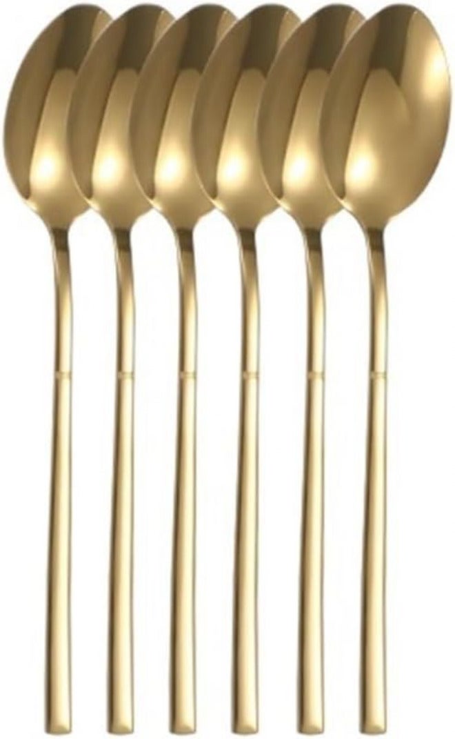 6/30pcs Stainless steel cutlery set, high-end steak knife, fork, dessert spoon, suitable for restaurant banquets parties(6pcs tea spoon) - Image 1