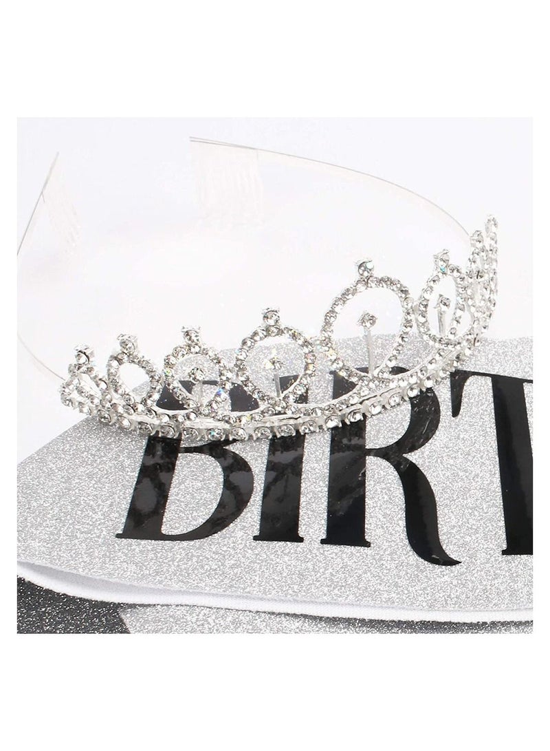 MARGOUN شريط عيد الميلاد الملكي وتاج الماس المرصع بالخرز مجموعة زينة عيد الميلاد للفتيات والنساء لوازم الحفلات فضي - Image 4