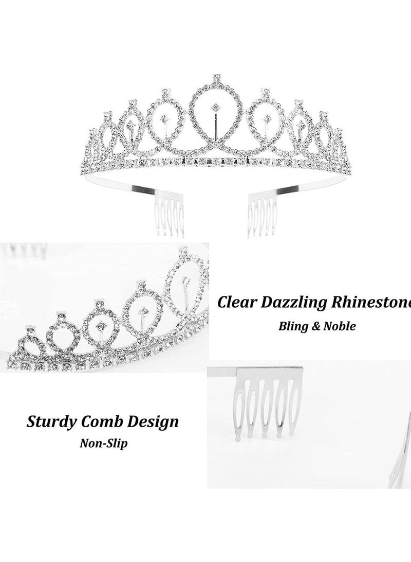 MARGOUN شريط عيد الميلاد الملكي وتاج الماس المرصع بالخرز مجموعة زينة عيد الميلاد للفتيات والنساء لوازم الحفلات فضي - Image 3