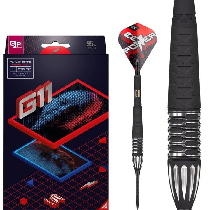 TARGET Darts Phil Taylor Gen 11 Power 9-Five Steel Tip Swiss Point Darts, 95% Tungsten Raw Power G11, 24G | Generation 11 Phil Taylor Darts, Player Edition Swiss Points Darts, Professional Dart Set - Image 1