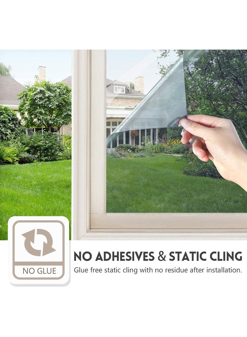 Sweet seven One Way Window Film - Silver, 23.6x39.4 inches | Daytime Privacy, UV Blocking, Static Cling, Reflective Window Tint for Home and Office  - Image 2
