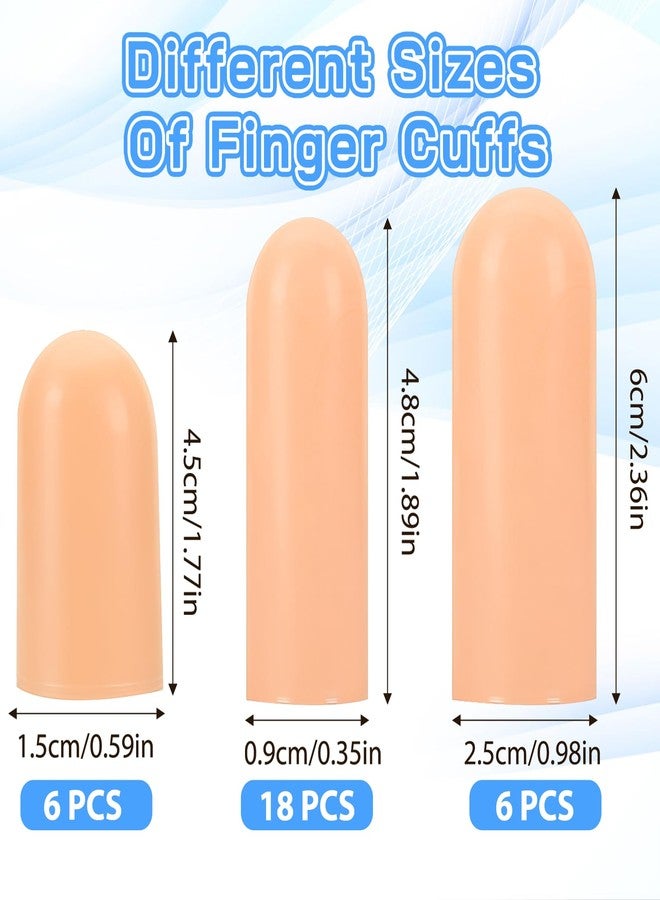 Matwsec 30 Pcs Gel Finger Cots, Silicone Finger Protectors, Reusable Finger Covers Soft Thumb Sleeve High Elastic Fingertip Bandages for Wounds Cracked Skin Blisters Calluses (Multi-Size - Image 2