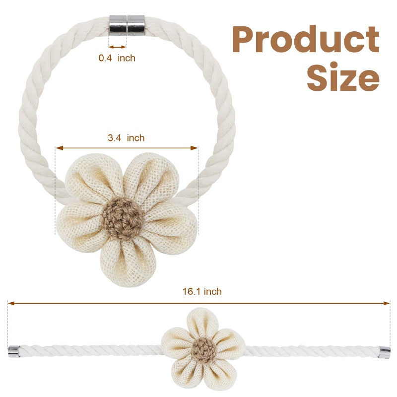 KLOGTSIND Magnetic Curtain Tiebacks, 2 Pack Flower Curtain Holdbacks for Draperies, Elegant Curtain Tie Backs for Boho Bedroom Decor, Toddler Girl Room Decor, Baby Nursery Decor - Image 5