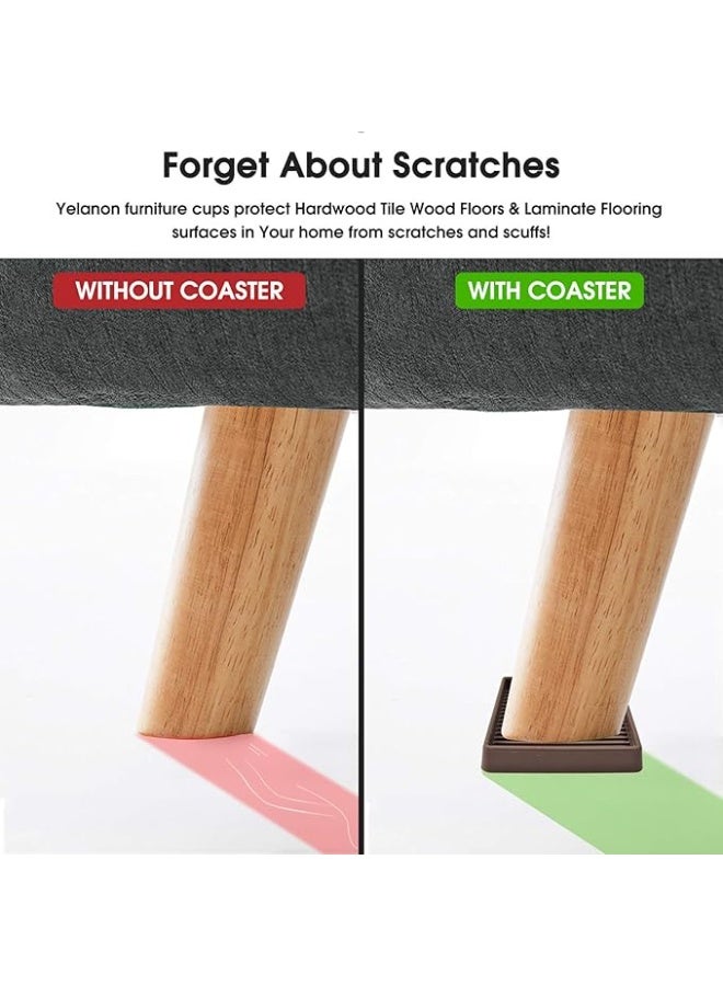 Furniture Coasters,4 Pcs 3” Furniture Caster Cups - Non Slip Pads Hardwood Floors - Non Skid Furniture Grippers, Rubber Furniture Feet, Anti Slide Floor Protector for Bed Couch Stoppers - Image 4