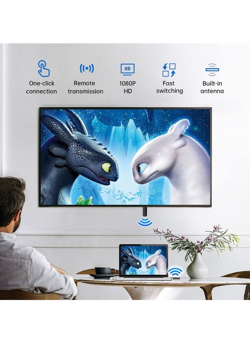 Generic Wireless HDMI Transmitter and Receiver, HD Portable Wireless Presentation Facility HDMI Adapter, Plug & Play, Support 2.4/5GHz for Streaming Video Audio from Laptop, PC to Projector, Black  - Image 2