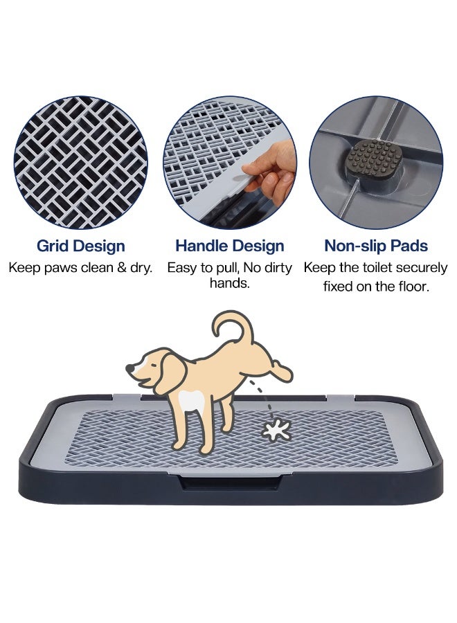 أن ان سي بيتس مرحاض للكلاب مع حامل وسادات شبكية قابلة للفصل، تصميم بمقبض، وقاعدة غير قابلة للانزلاق، صينية تدريب قابلة لإعادة الاستخدام للكلاب الصغيرة والمتوسطة، مثالية للاستخدام الداخلي/الخارجي، 50 سم (أزرق داكن) - Image 3