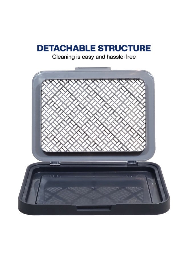 أن ان سي بيتس مرحاض للكلاب مع حامل وسادات شبكية قابلة للفصل، تصميم بمقبض، وقاعدة غير قابلة للانزلاق، صينية تدريب قابلة لإعادة الاستخدام للكلاب الصغيرة والمتوسطة، مثالية للاستخدام الداخلي/الخارجي، 50 سم (أزرق داكن) - Image 4