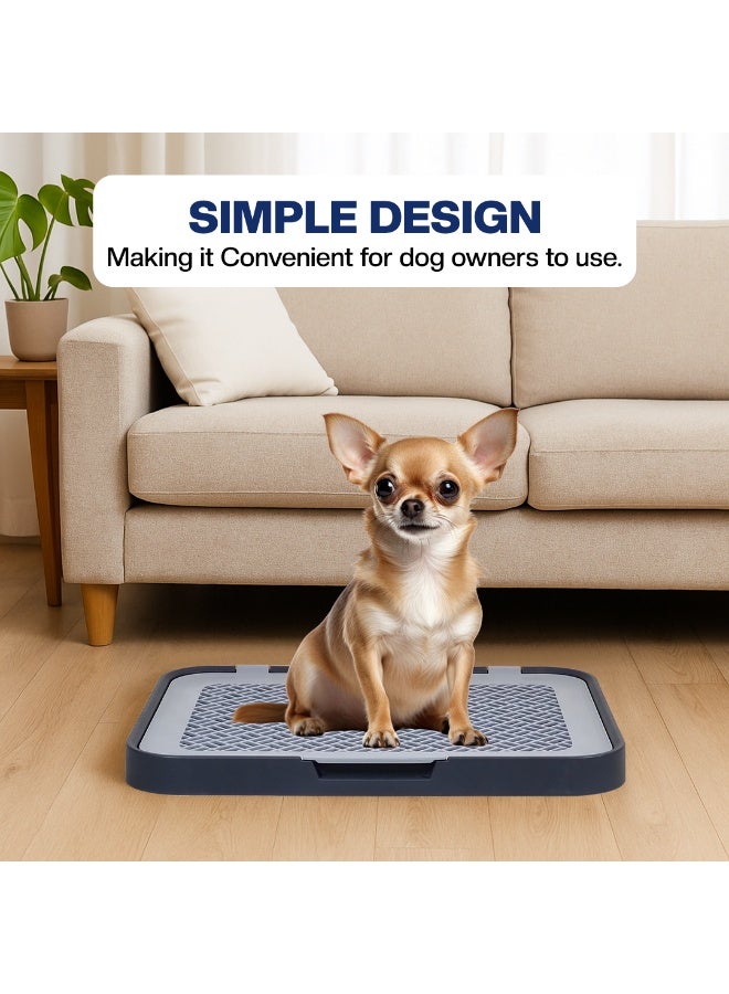 أن ان سي بيتس مرحاض للكلاب مع حامل وسادات شبكية قابلة للفصل، تصميم بمقبض، وقاعدة غير قابلة للانزلاق، صينية تدريب قابلة لإعادة الاستخدام للكلاب الصغيرة والمتوسطة، مثالية للاستخدام الداخلي/الخارجي، 50 سم (أزرق داكن) - Image 5