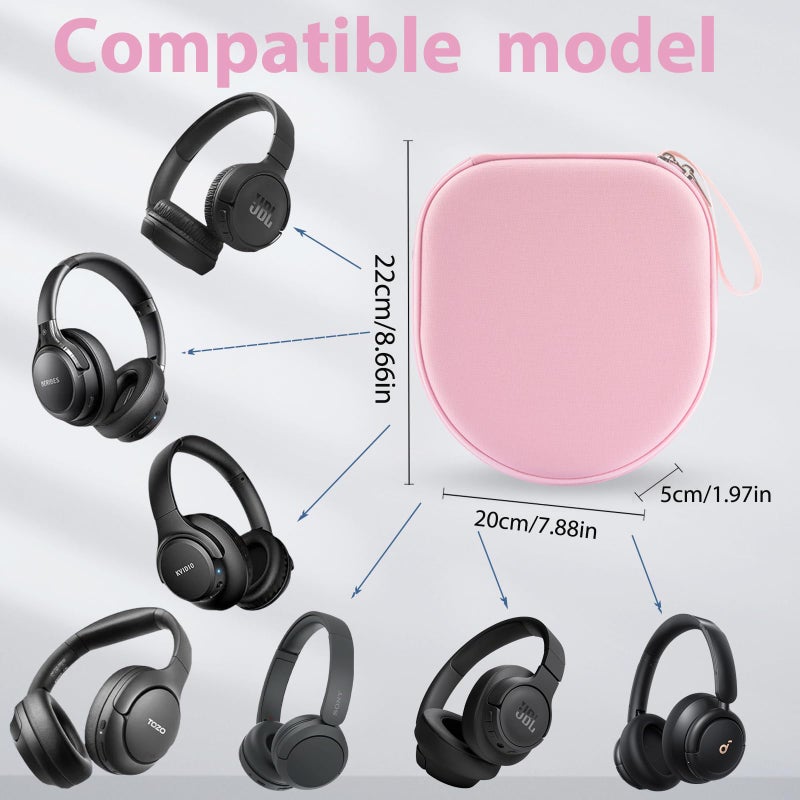 TYSORETY Case Compatible with Tune 520BT 510BT 720BT 770NC 670NC, Sony WH-CH720N WH-CH520 Noise Canceling Wireless Headphones, Portable Travel Headphone Case (Pink) - Image 2