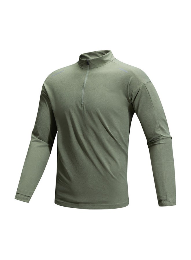Izexx Outdoor Lightweight Sun Protection Moisture-absorbent Quick-drying Fitness Sports Long-sleeved T-shirt Antibacterial Half Turtleneck Top For Men - Image 1