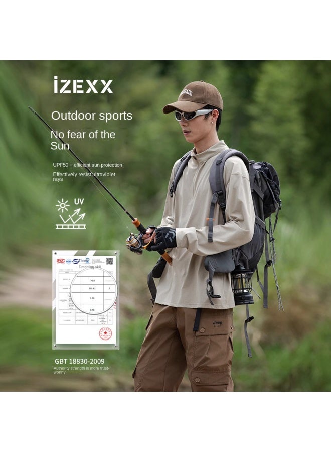 Izexx Outdoor Lightweight Sun Protection Moisture-absorbent Quick-drying Fitness Sports Long-sleeved T-shirt Antibacterial Half Turtleneck Top For Men - Image 3