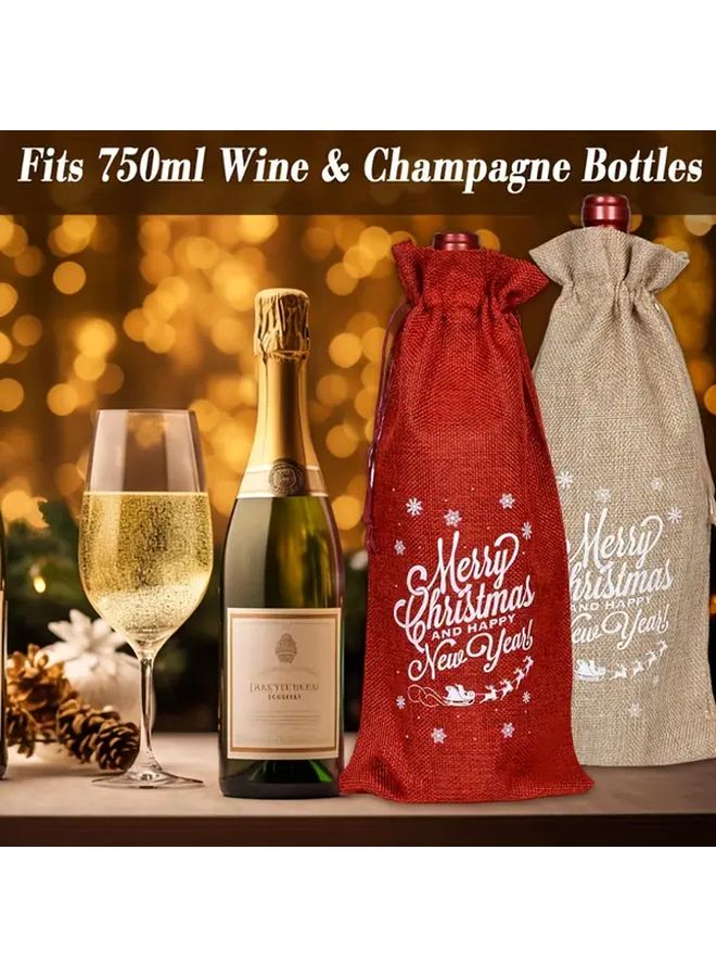Burgundy Christmas Tree Wine Gift Bag Reusable Durable With Sturdy Handles - Image 5