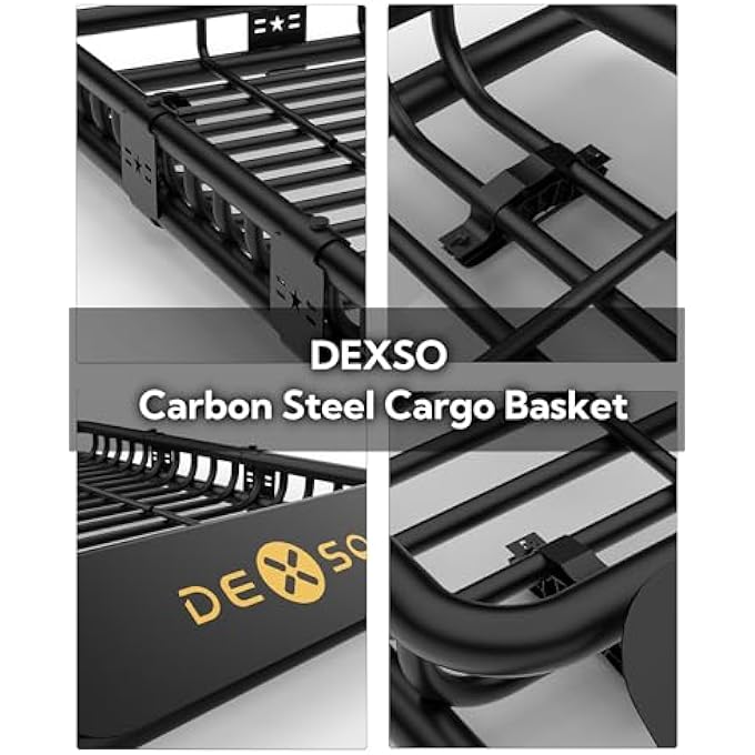 DEXSO 46" x 36" Universal Roof Rack Basket, 200 Lbs Capacity Rooftop Cargo Carrier Basket with 15 Cubic Feet (44" x 34" x 17") Waterproof Luggage Bag, for Suvs, Trucks, Vehiclesor Suvs, Trucks, Vehicles - Image 3