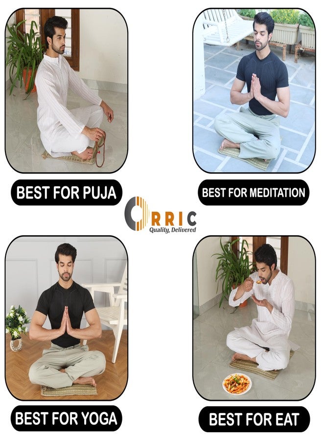 ORRIC Handmade 20x 20 Inch Grass Kusha Aasan Eco Friendly Meditation Mat For Yoga& Aasan For Puja For Sitting Set Of 1 - Image 5