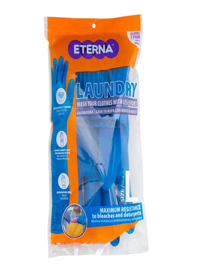 ETERNA Gloves Extra Long, Gloves for Laundry, Kitchen and Household Cleaning, Brush Effect on Fingers, Longer Length with Expandable Sleeve, Size L, 4.44 Oz - Image 1