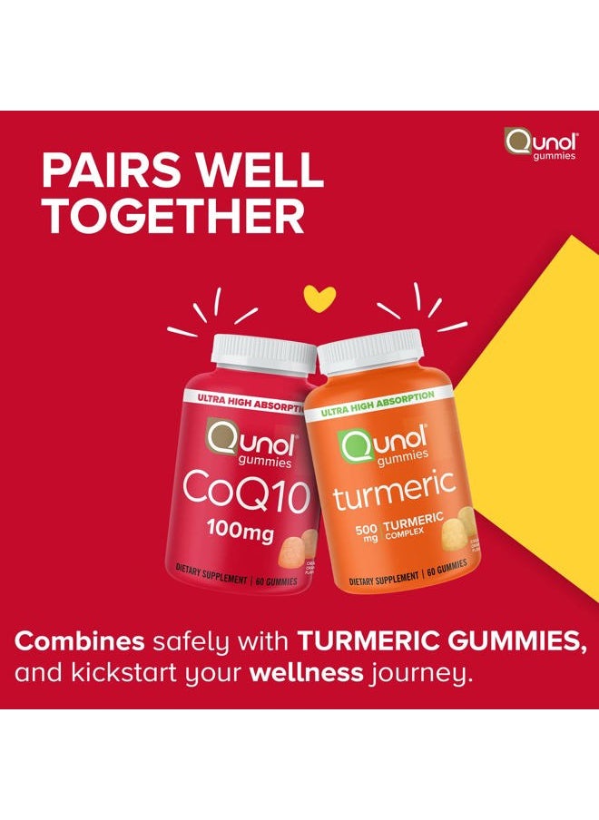 Qunol - CoQ10 Gummies, CoQ10 100mg, Delicious Gummy Supplements, Helps Support Heart Health, Vegan, Gluten Free, Ultra High Absorption, 2 Month Supply (60 Count, Pack of 2) - Image 1