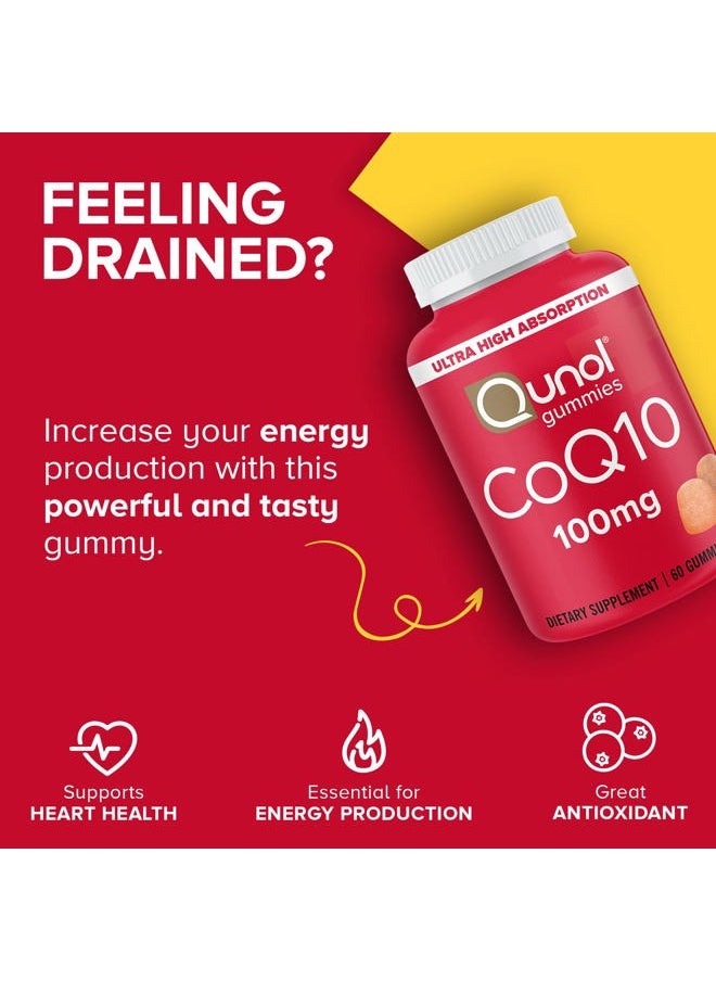Qunol CoQ10 Gummies, CoQ10 100mg, Delicious Gummy Supplements, Helps Support Heart Health, Vegan, Gluten Free, Ultra High Absorption, 2 Month Supply (60 Count, Pack of 2)  - Image 2