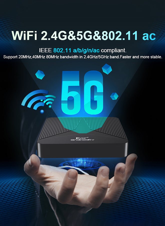 Android 14 Quad-Core 64bit Cortex-A53 Smart TV Box with 2.4G/5G Wifi6 and Remote Control Set Top Box - Image 3