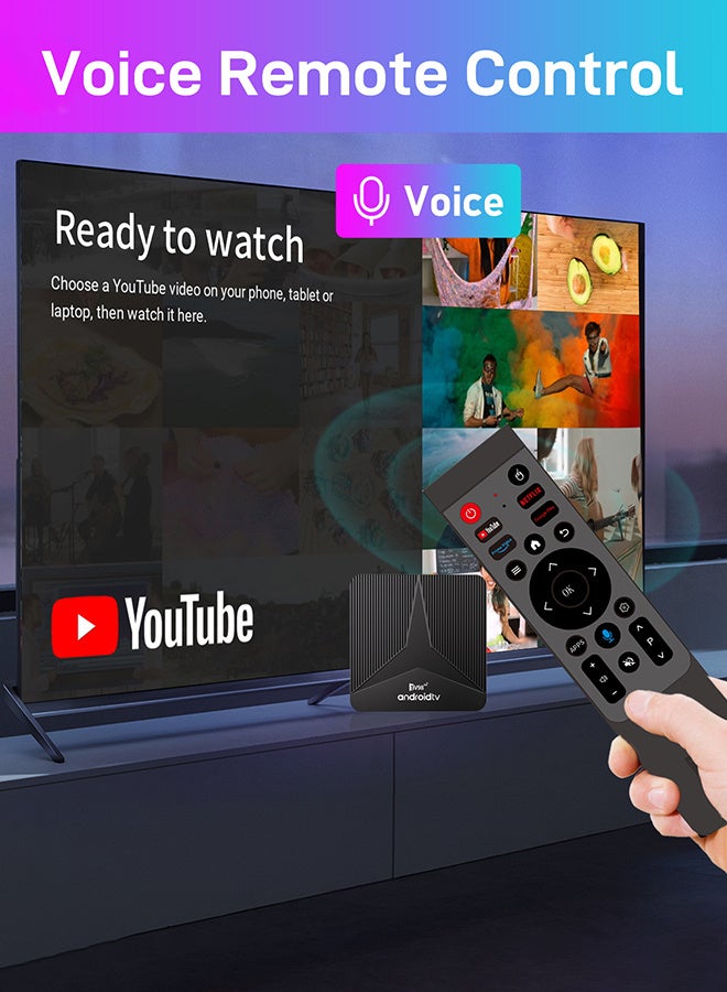 Android 14 Quad-Core 64bit Cortex-A53 Smart TV Box with 2.4G/5G Wifi6 and Remote Control Set Top Box - Image 2